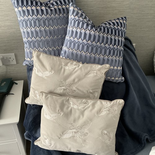 Pair blue patterned square - of,