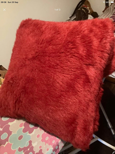 Next red faux fur square - faux,